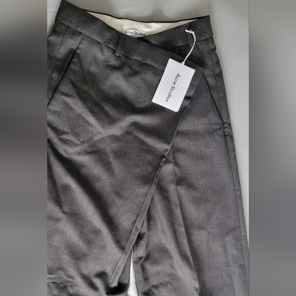 ACNE STUDIOS-Gray Tailored Wrap Trousers - Picture 6 of 12